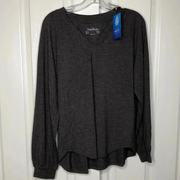 ANY BODY Long Sleeve V-Neck Top - Picture 1 of 8